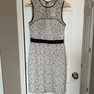 Banana Republic Black and White Lace Midi Dress